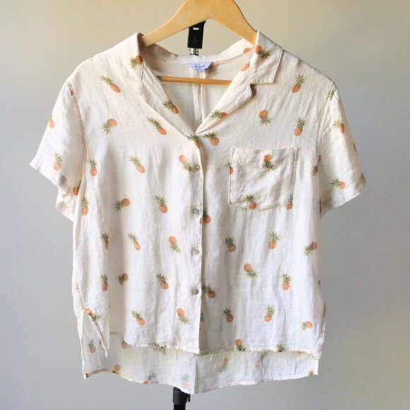 RAILS S Linen Pineapple Button down blouse - Picture 4 of 5